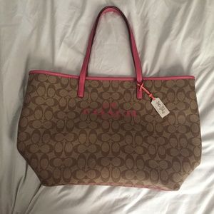 Pink Coach Signature Taxi Tote